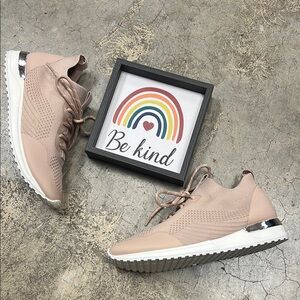 J Slides Pink Knit Sneakers with Sock-Like Fit